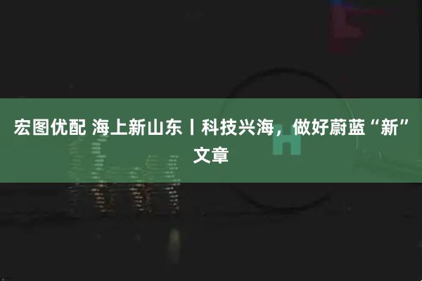 宏图优配 海上新山东丨科技兴海，做好蔚蓝“新”文章